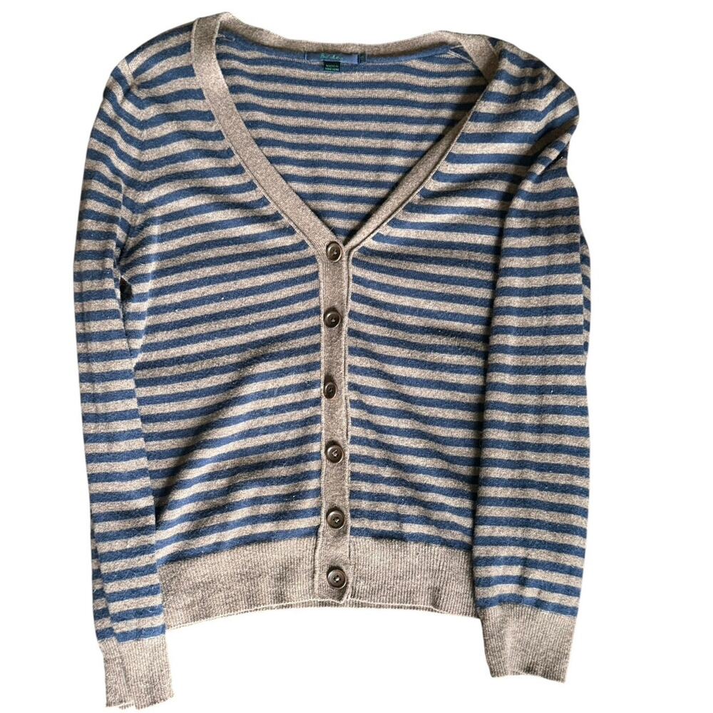 Boden Navy/Beige Striped Cardigan- Size 10